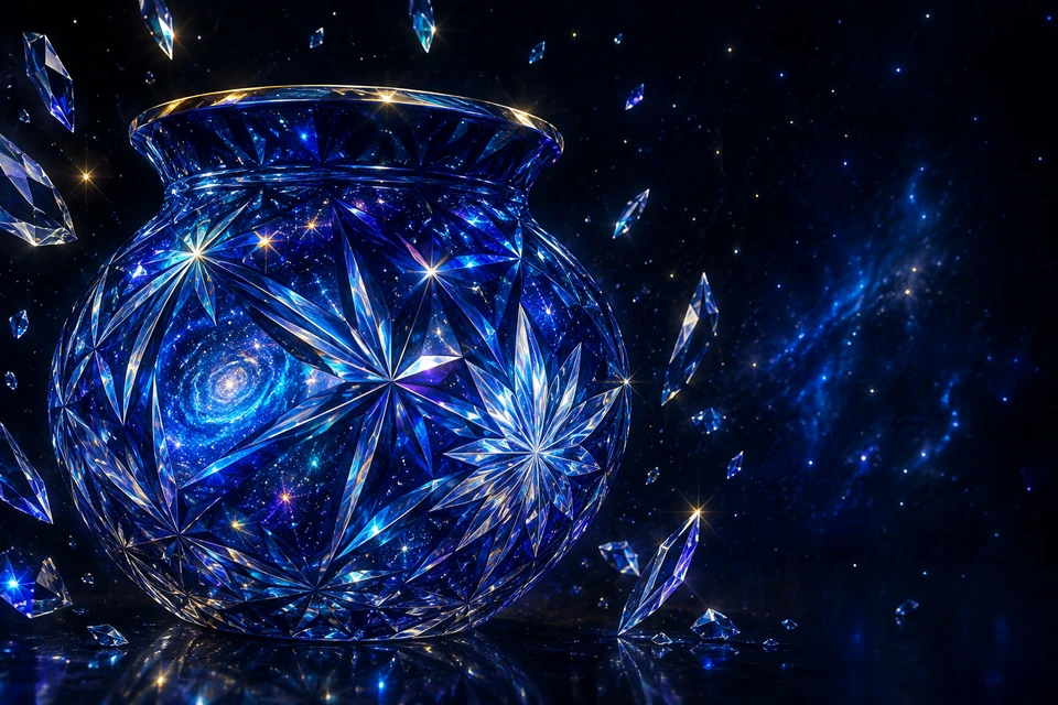 A cosmic crystal vessel with star-cut facets