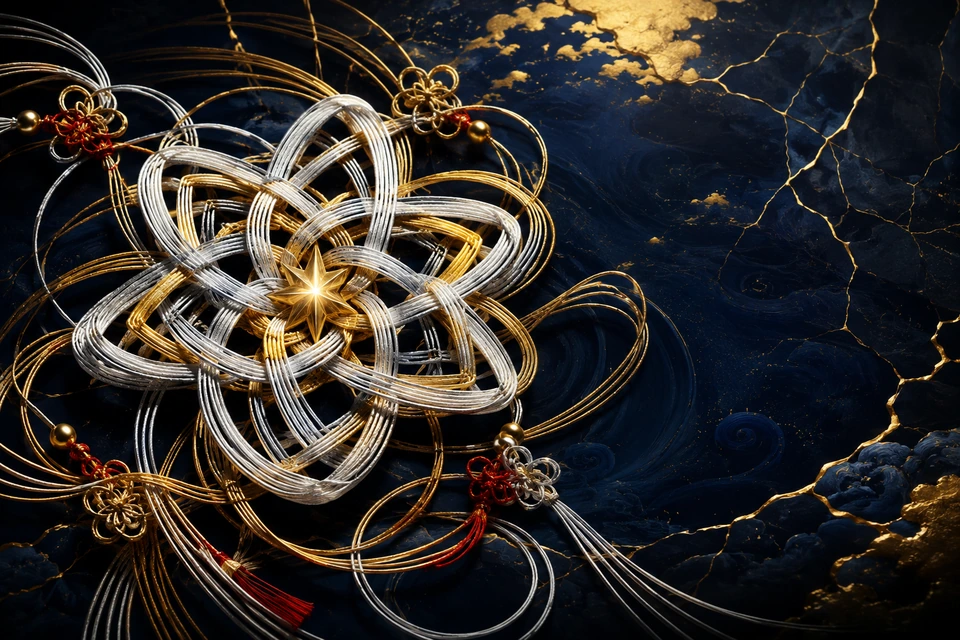 Mizuhiki Star Knot Silver-gold orbital knot game cover